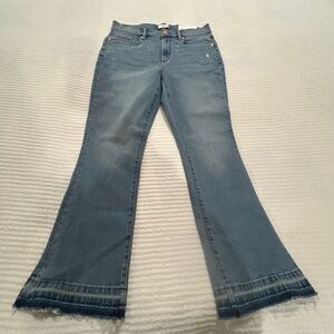New Loft Women's Blue Flared Crop Mid Rise Jeans- Size 6